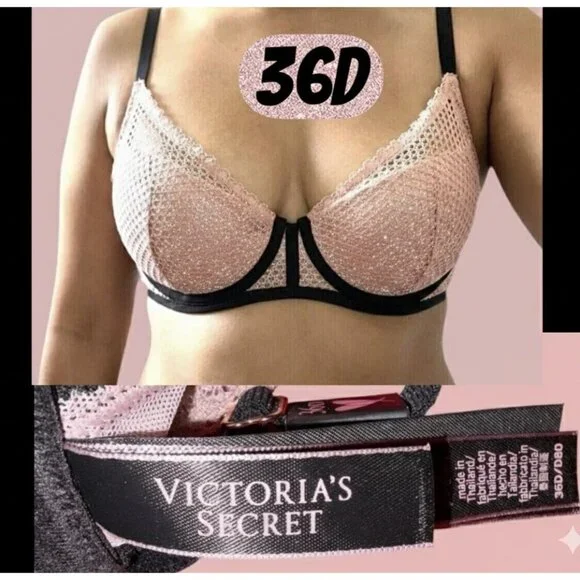 Victoria's Secret NEW Luxe Lingerie Fishnet Lace Plunge Push Up Bra 36D - Picture 1 of 8